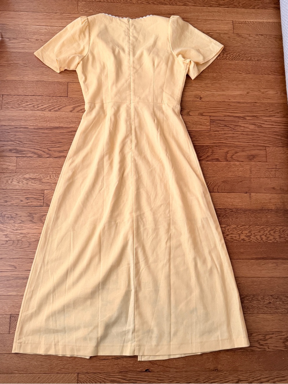 Yellow Button-Front Floral Hem Dress - Picture 7 of 7